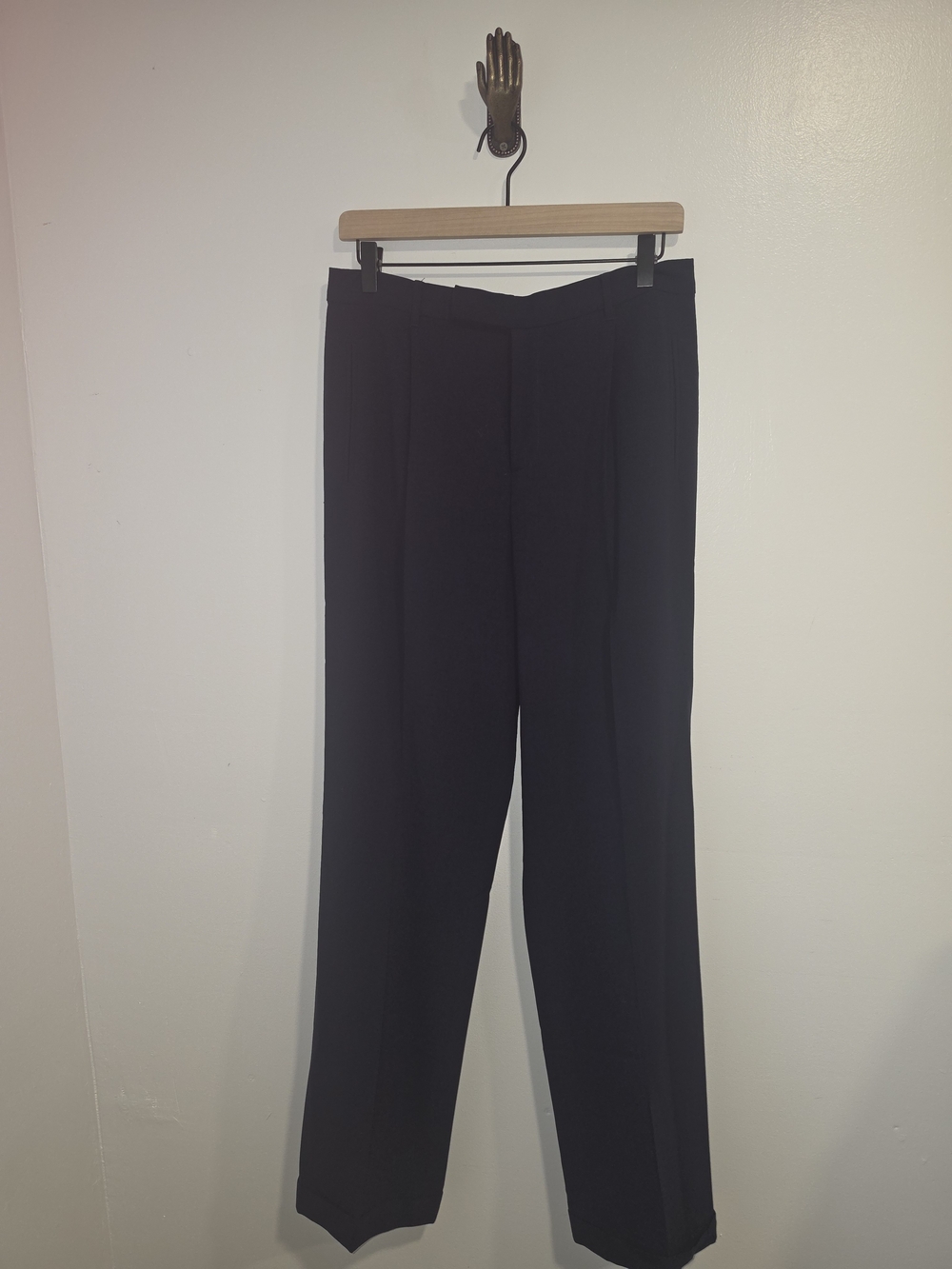 Ralph Lauren Bacall Wool-Blend Navy Pleated Dress Pants Women's Size 8